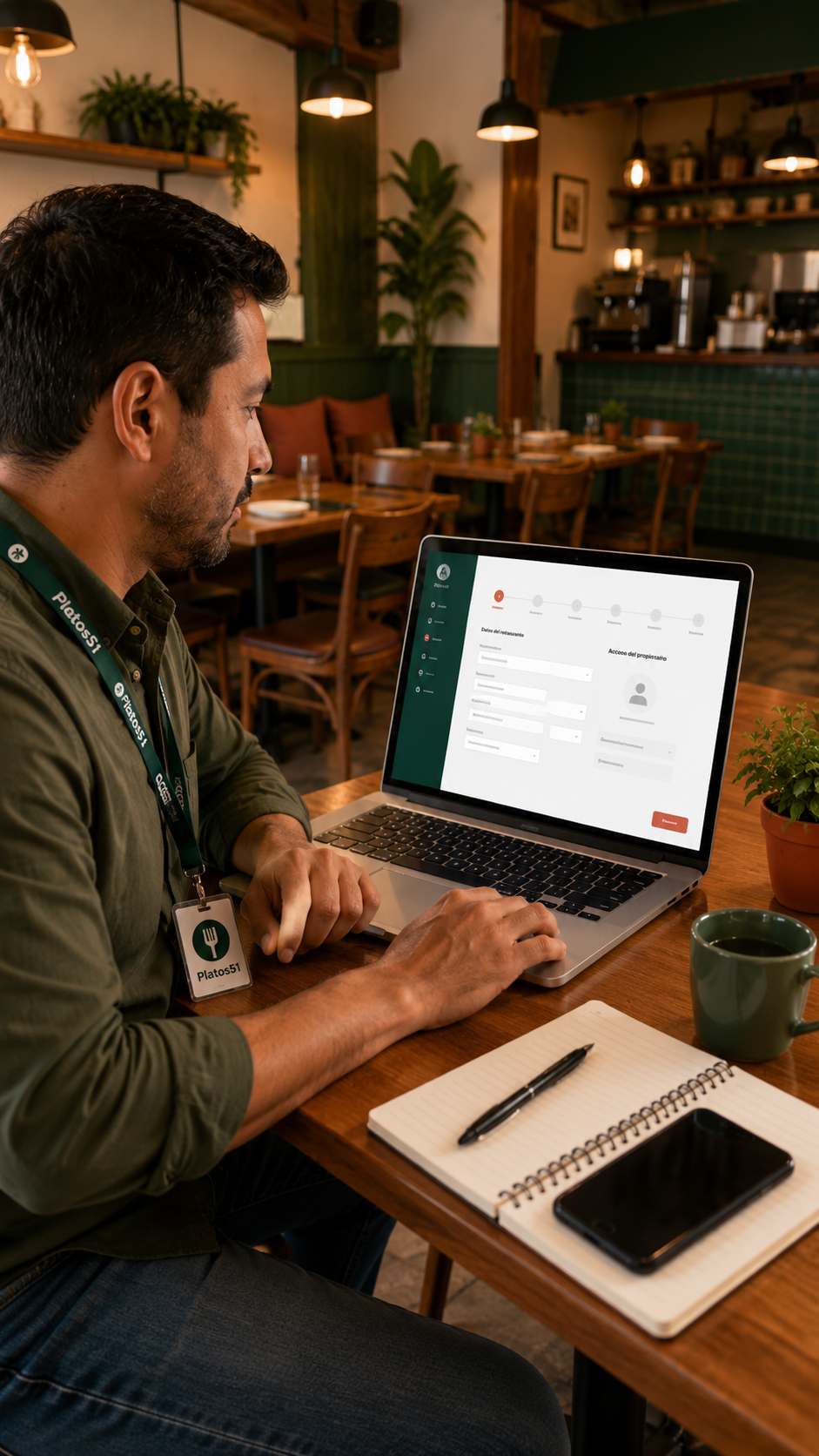 Propietario creando su cuenta y registrando su restaurante en Platos51