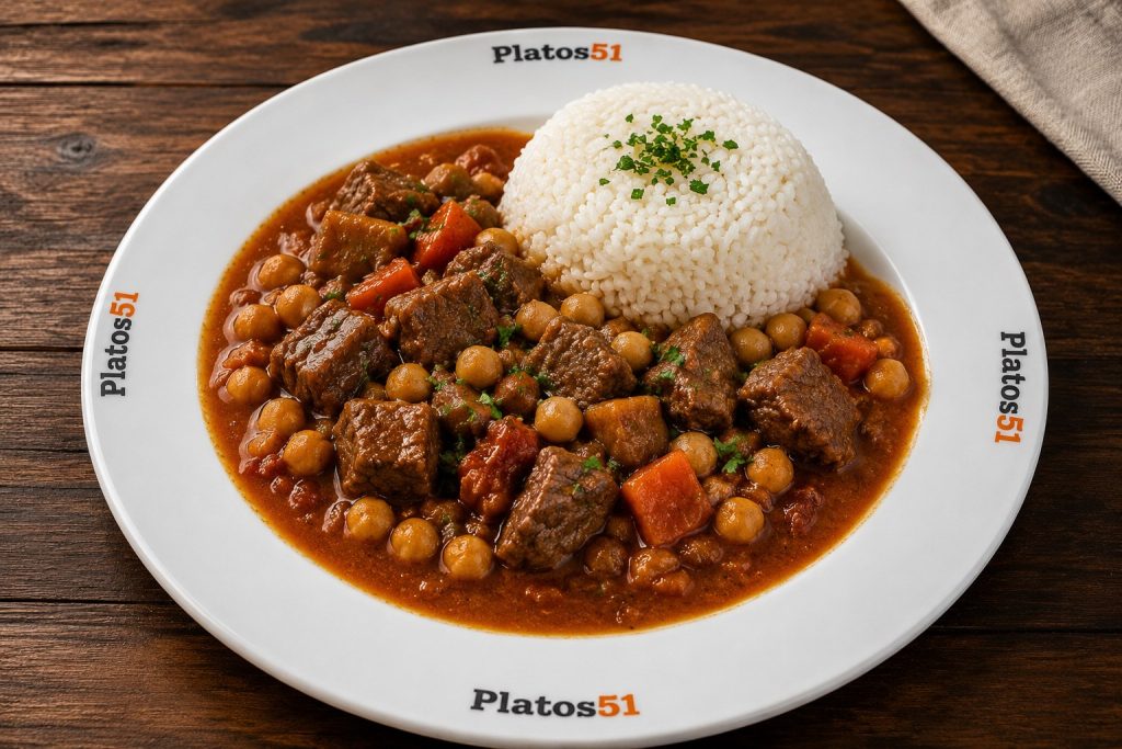 Ternera al vino con garbanzos